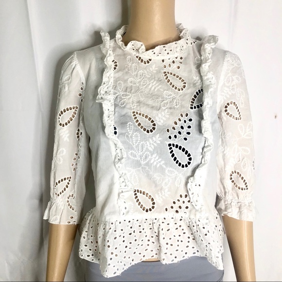 Zara Tops - SOLD Zara White Eyelet Victorian Blouse